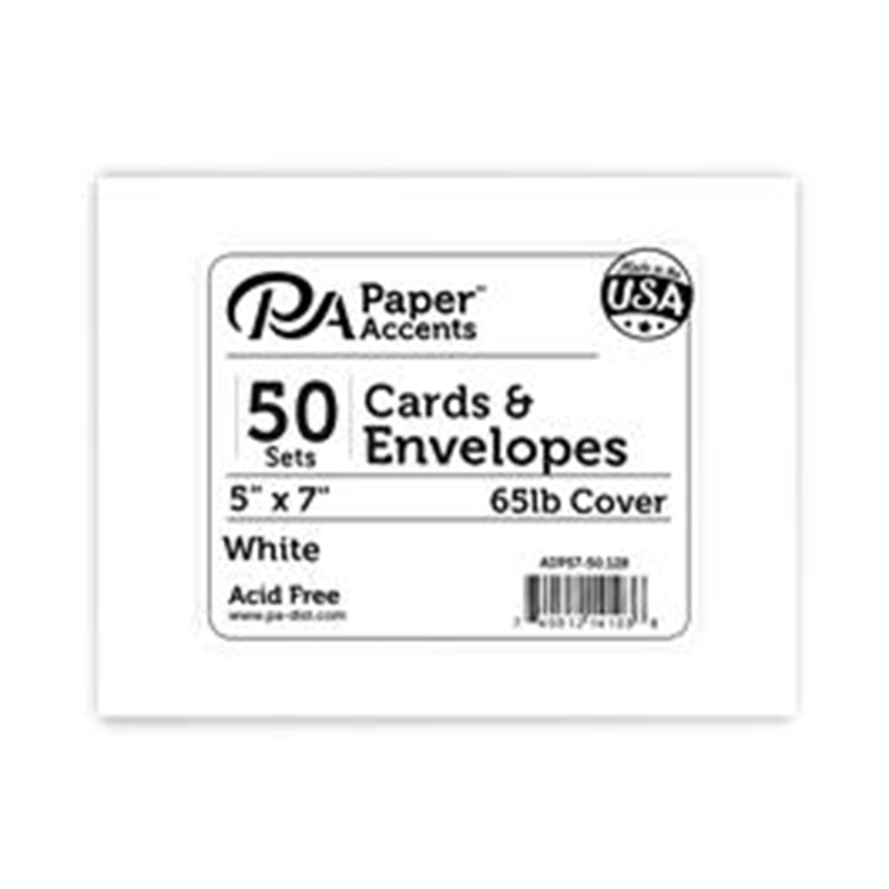 Paper Accents, Card & Envelopes, White, 5"x7", 50 Piece